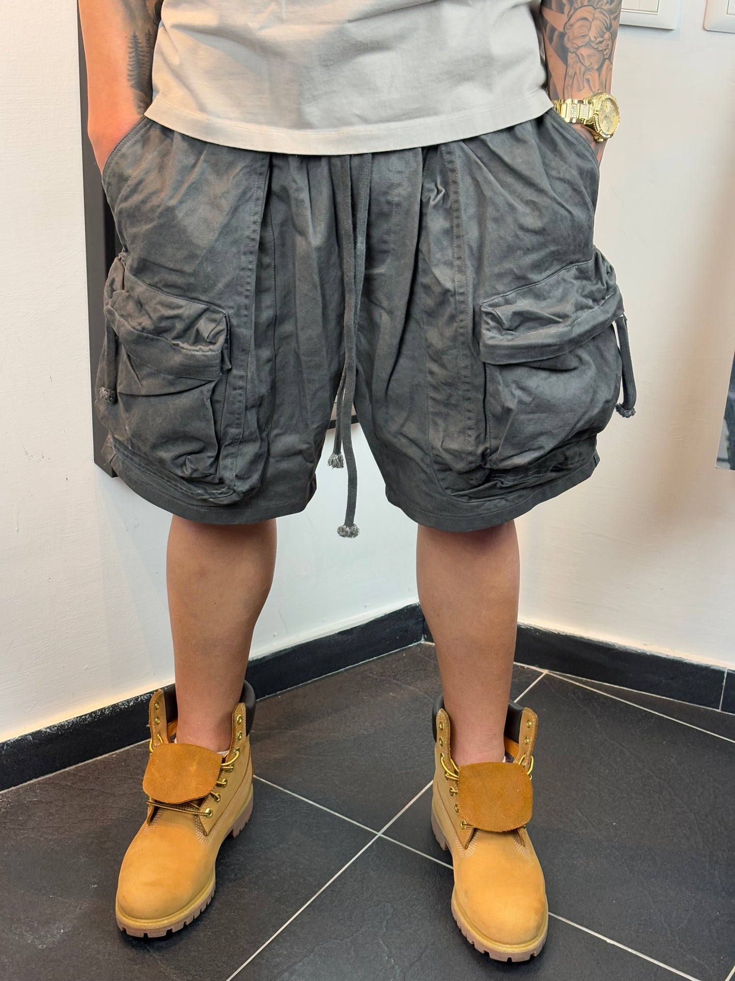 shorts cargo slavati nero