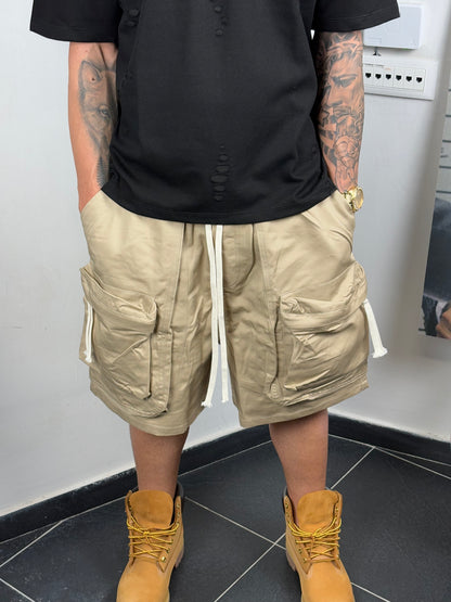 shorts over beige